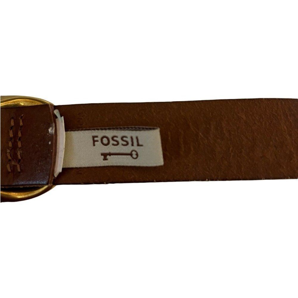 Fossil Genuine Leather Belt Womens Brown GOLD Buckle Braided 5 Hole 37x 1.25 - Picture 5 of 6